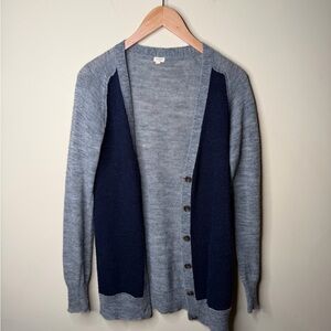 Vintage J.Crew Women’s Alpaca Wool Blend Cardigan Gray Blue Color Block Size Sm